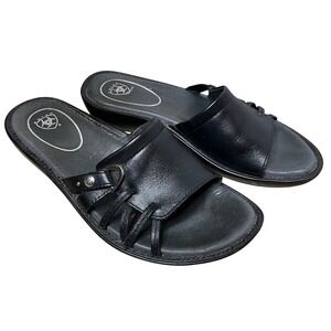 Ariat SIze 6.5 B Womens Black Leather Slide Sandals Comfort Wedge Style 1291